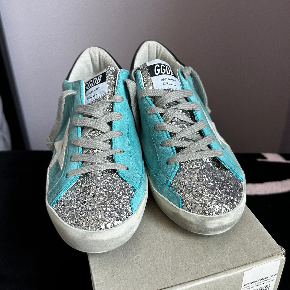 Golden Goose Super-Star Suede Upper with Glitter